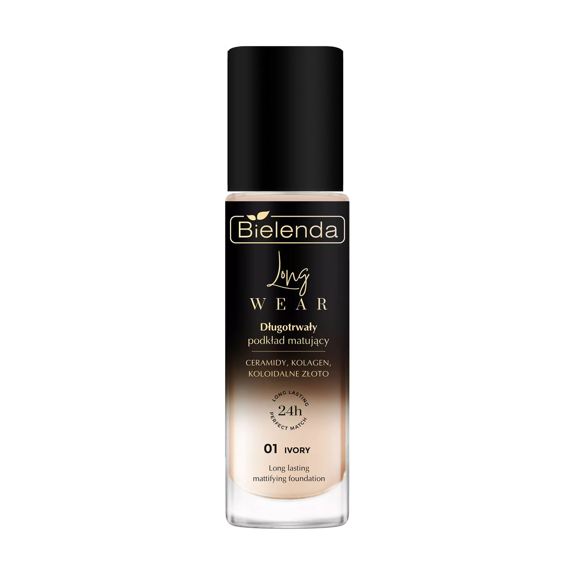 Стійка матова тональна основа для обличчя Bielenda Long Wear Long Lasting Mattifying Foundation 01 Ivory, 30 мл